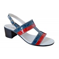 Sandale dama din piele naturala lac - Mdel Rosu Bleumarin S7RBL